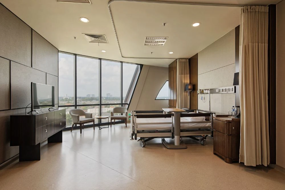 Private patient room in a modern skilled nursing facility