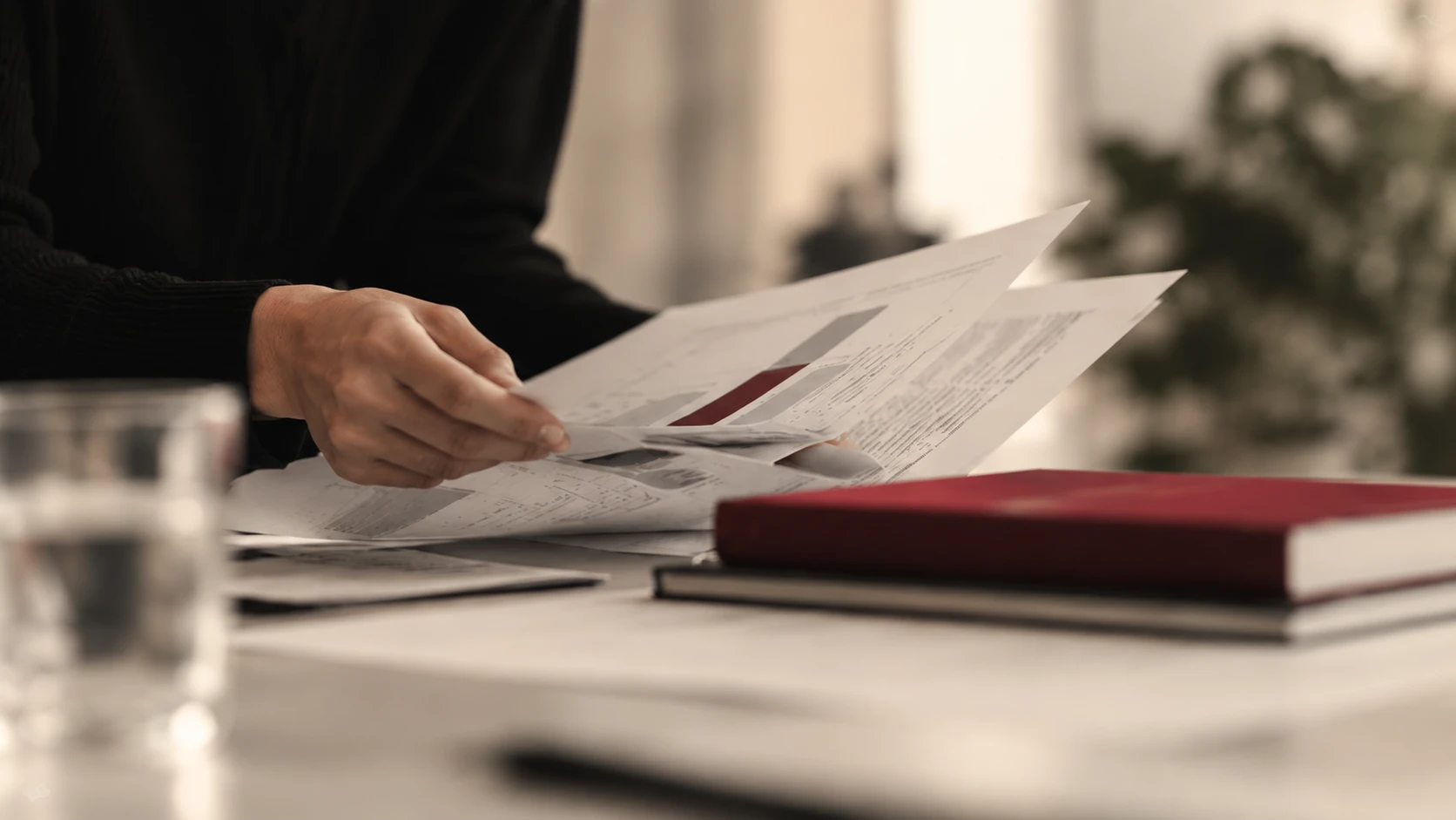 Financial reports being reviewed at a desk